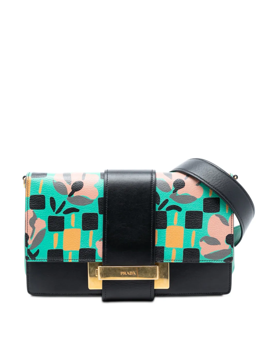 Prada Pre-Owned 2010-2025 Floral Printed Leather Plex Ribbon crossbody bag - Nero
