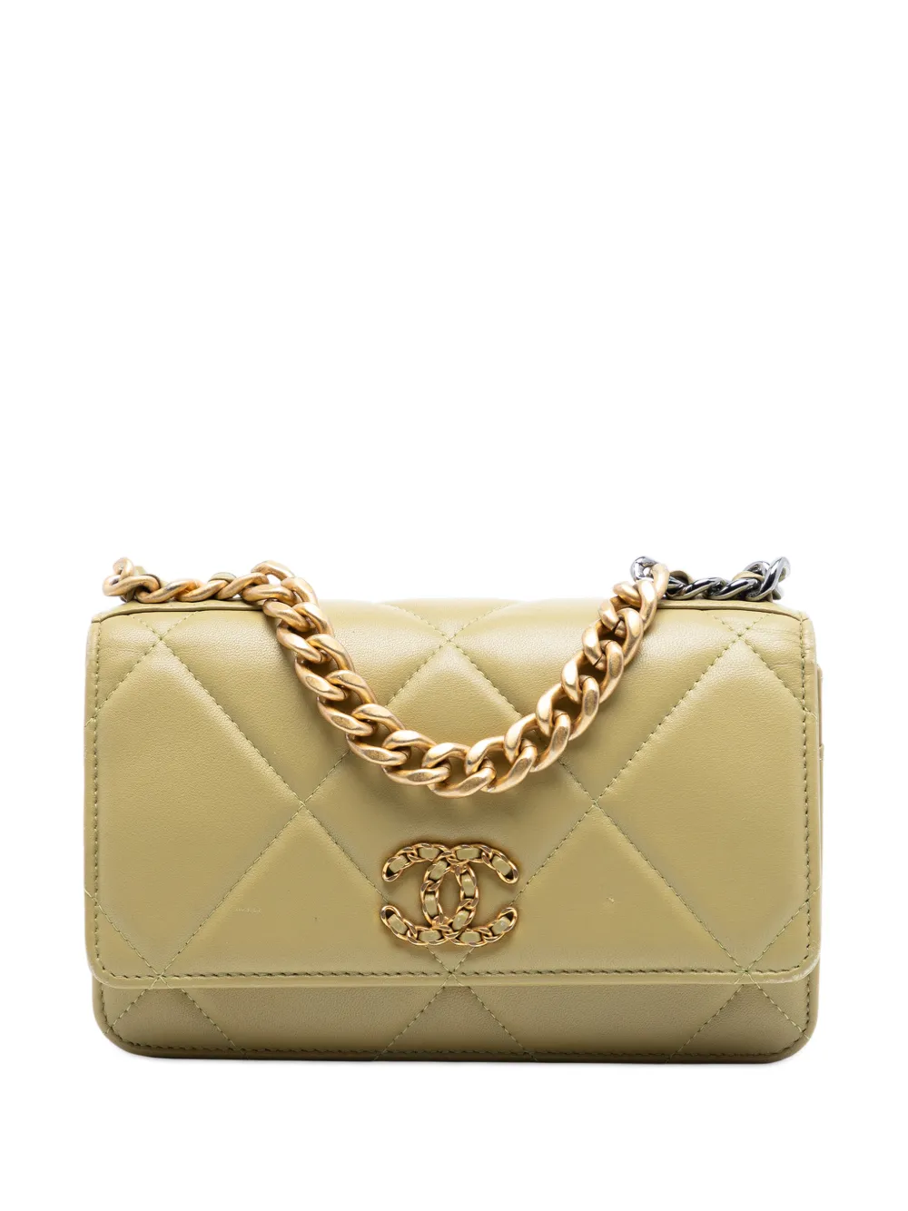 CHANEL Pre-Owned 2021-2025 Quilted Lambskin 19 Wallet on Chain satchel - Green