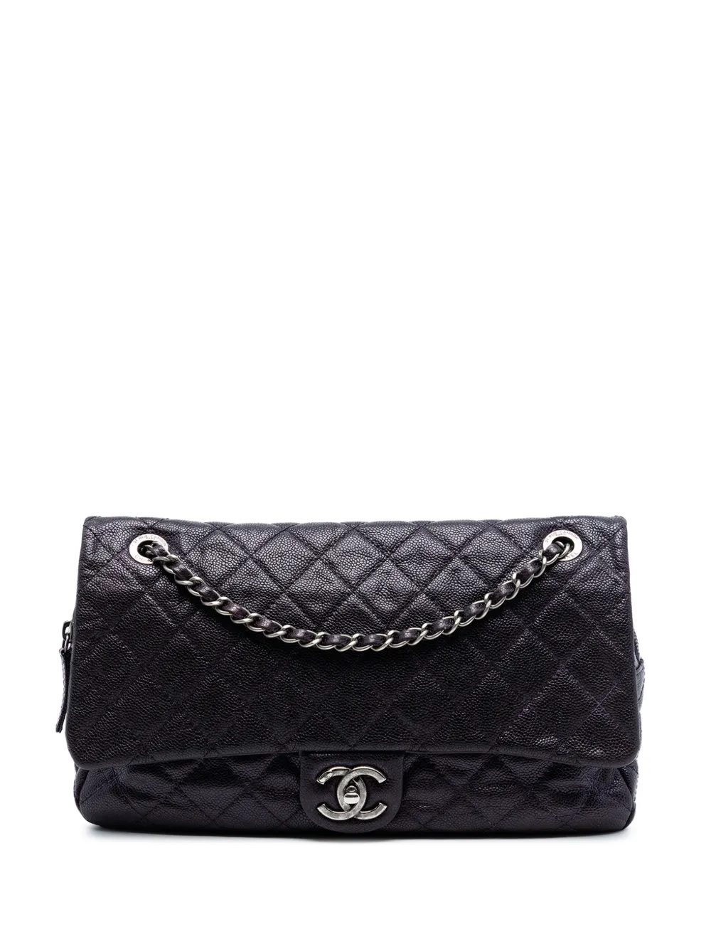 CHANEL Pre-Owned 2012 Jumbo Quilted Caviar Easy Flap shoulder bag - Viola