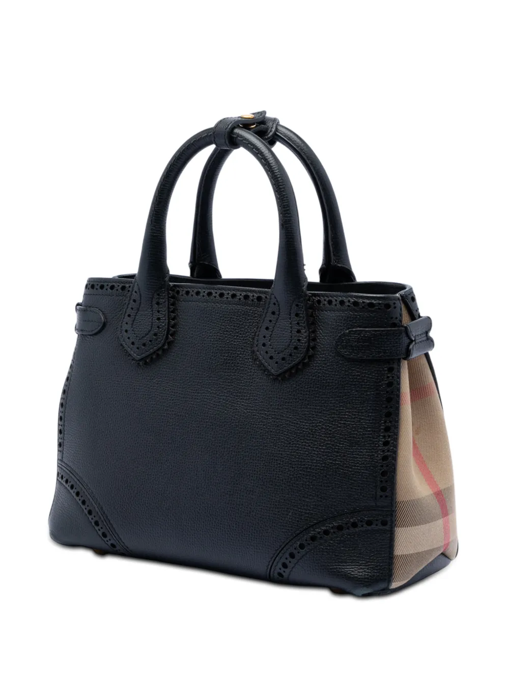 2000-2017 Small Grainy Calfskin Brogues And House Check Banner Bag Satchel