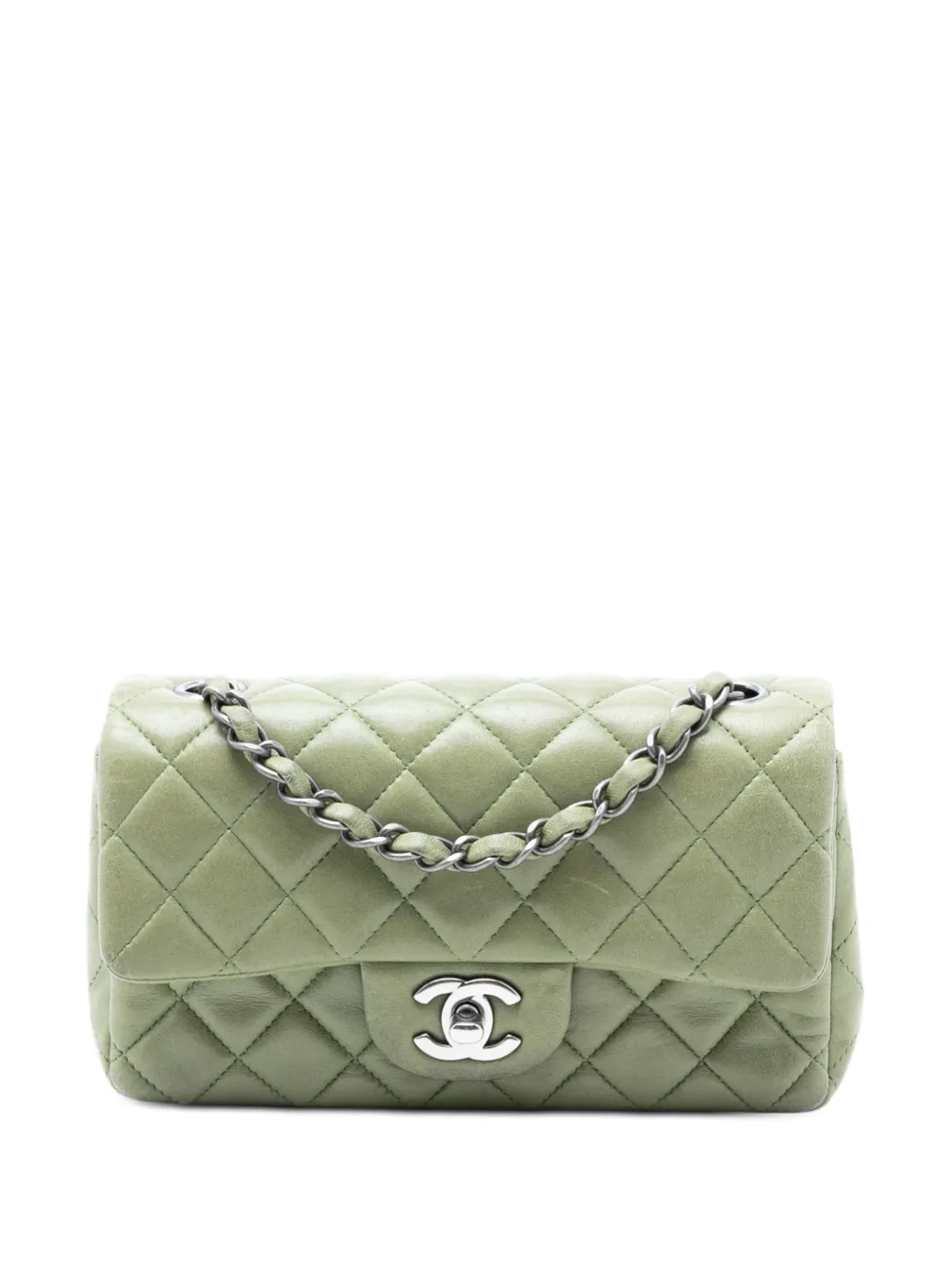 CHANEL Pre-Owned 2014 Mini Rectangular Classic Lambskin Single Flap crossbody bag - Verde