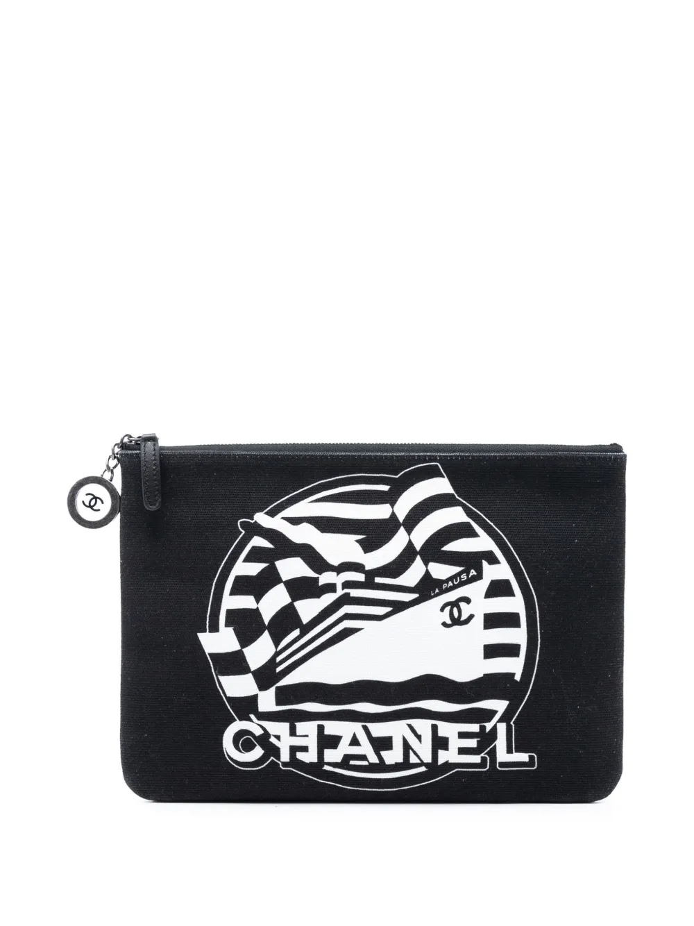 CHANEL Pre-Owned 2019 Medium Canvas La Pausa Zip O Case clutch bag - Nero