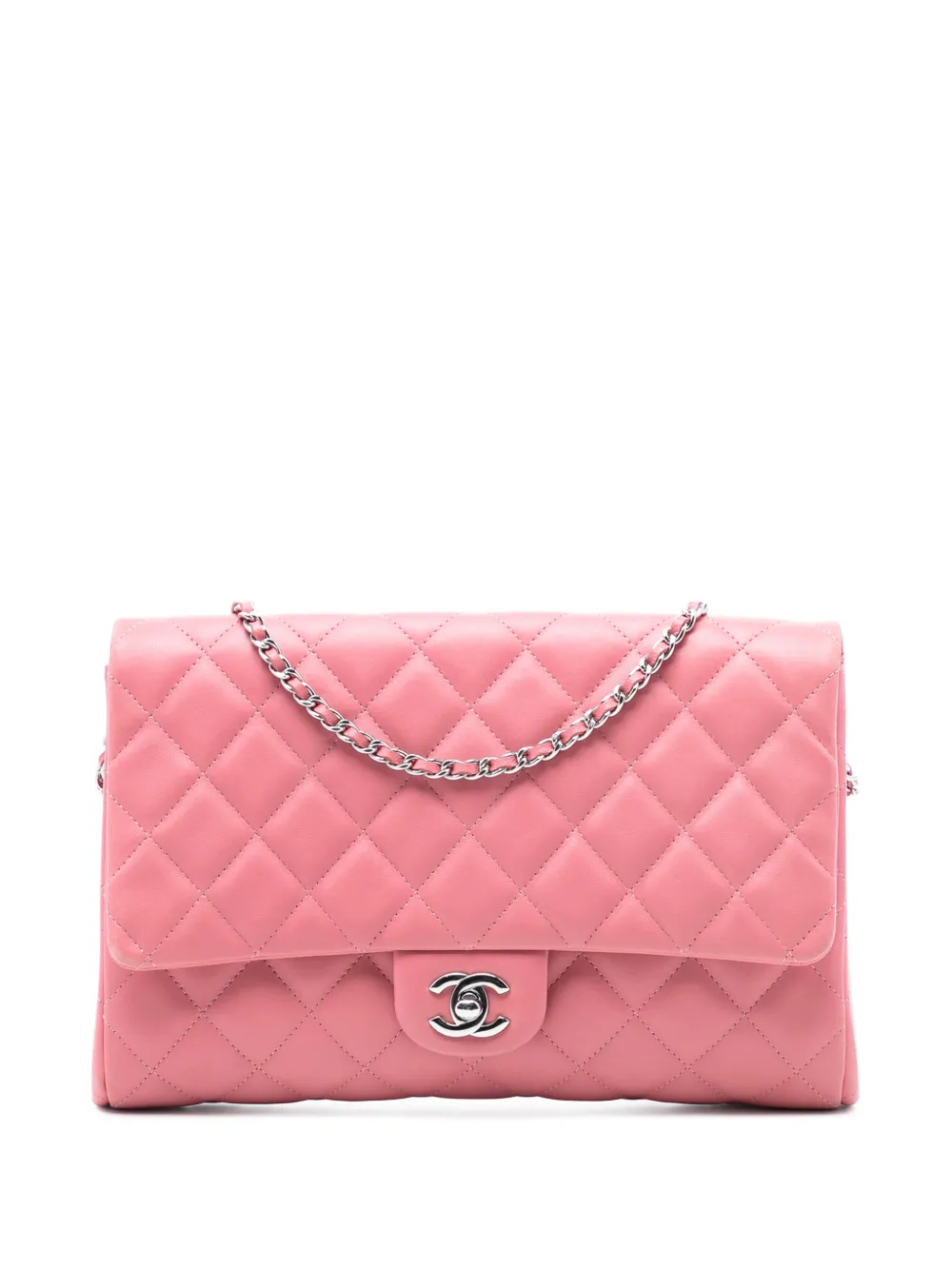 CHANEL Pre-Owned 2013-2014 CC Quilted Lambskin Flap Clutch on Chain shoulder bag - Rosa