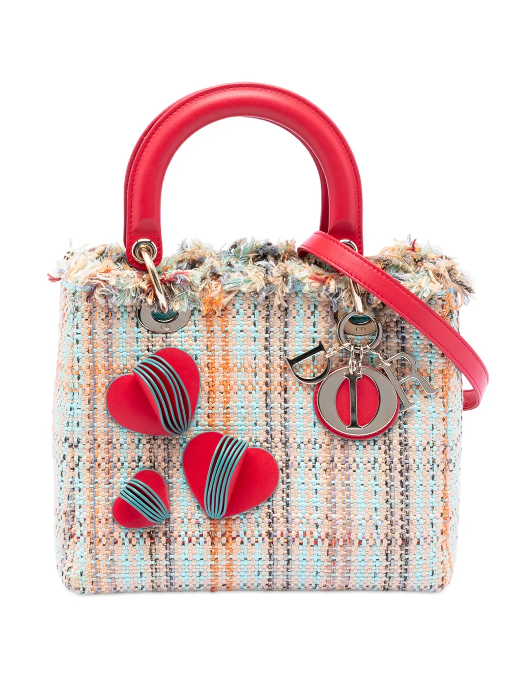 Christian Dior Pre-Owned 2012 Medium Tweed Heart Deco Lady Dior satchel - Arancione
