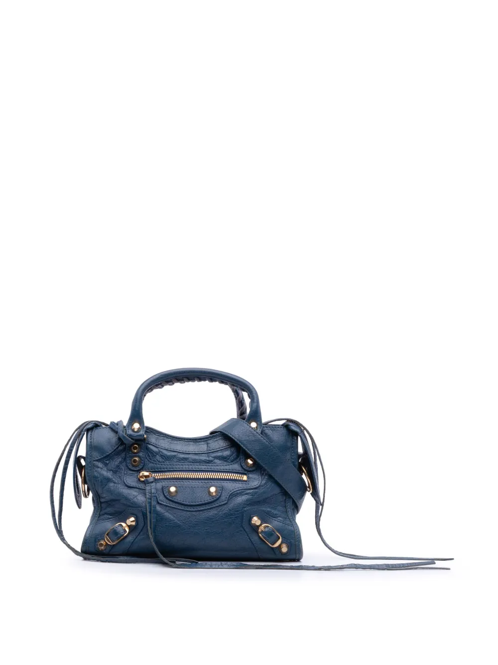 Balenciaga Pre-Owned 2017 Mini Lambskin Motocross Classic City satchel - Blu