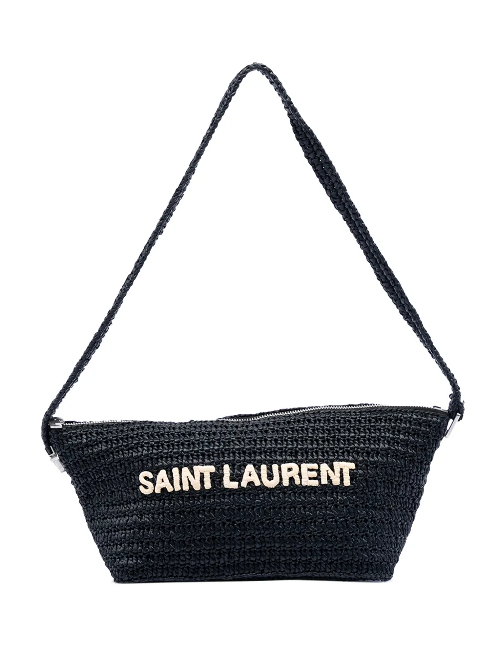 Saint Laurent Pre-Owned 2023 Raffia Embroidered Logo tote bag - Schwarz