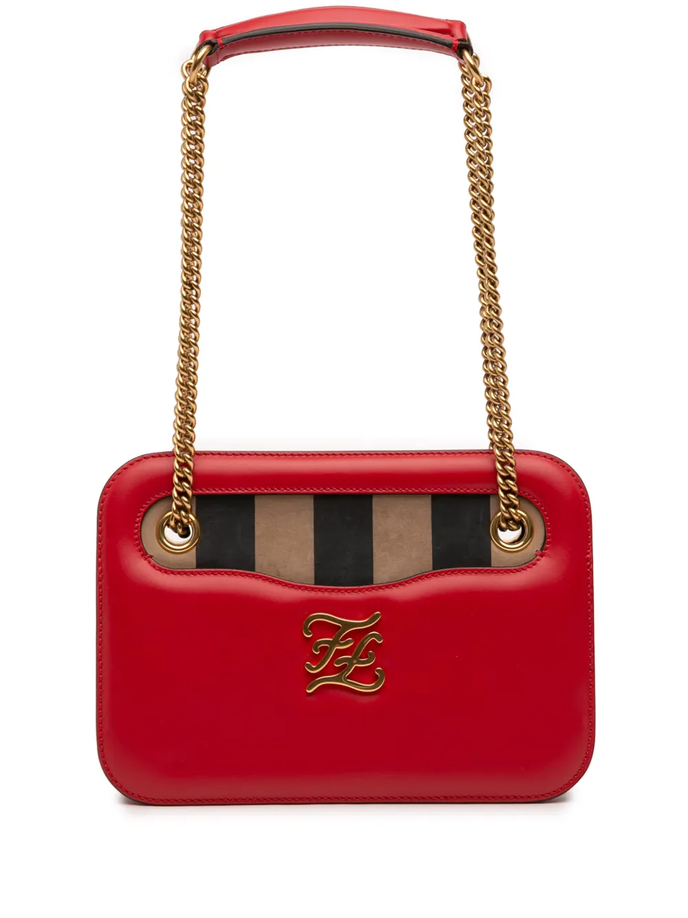 Fendi Pre-Owned 2010-2025 Calfskin Vitello King Nubuck Pequin Karligraphy Pocket shoulder bag - Rosso