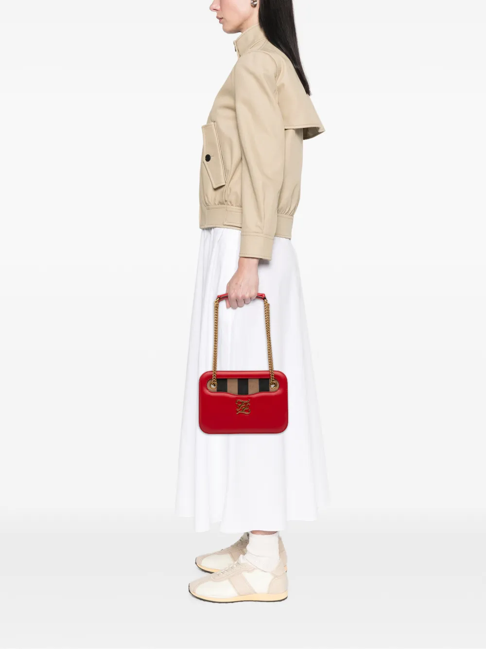  Fendi Pre-owned Borsa A Spalla Vitello King Pequin Karligraphy Pocket In Pelle Nubuck 2010-2025 - Rosso 