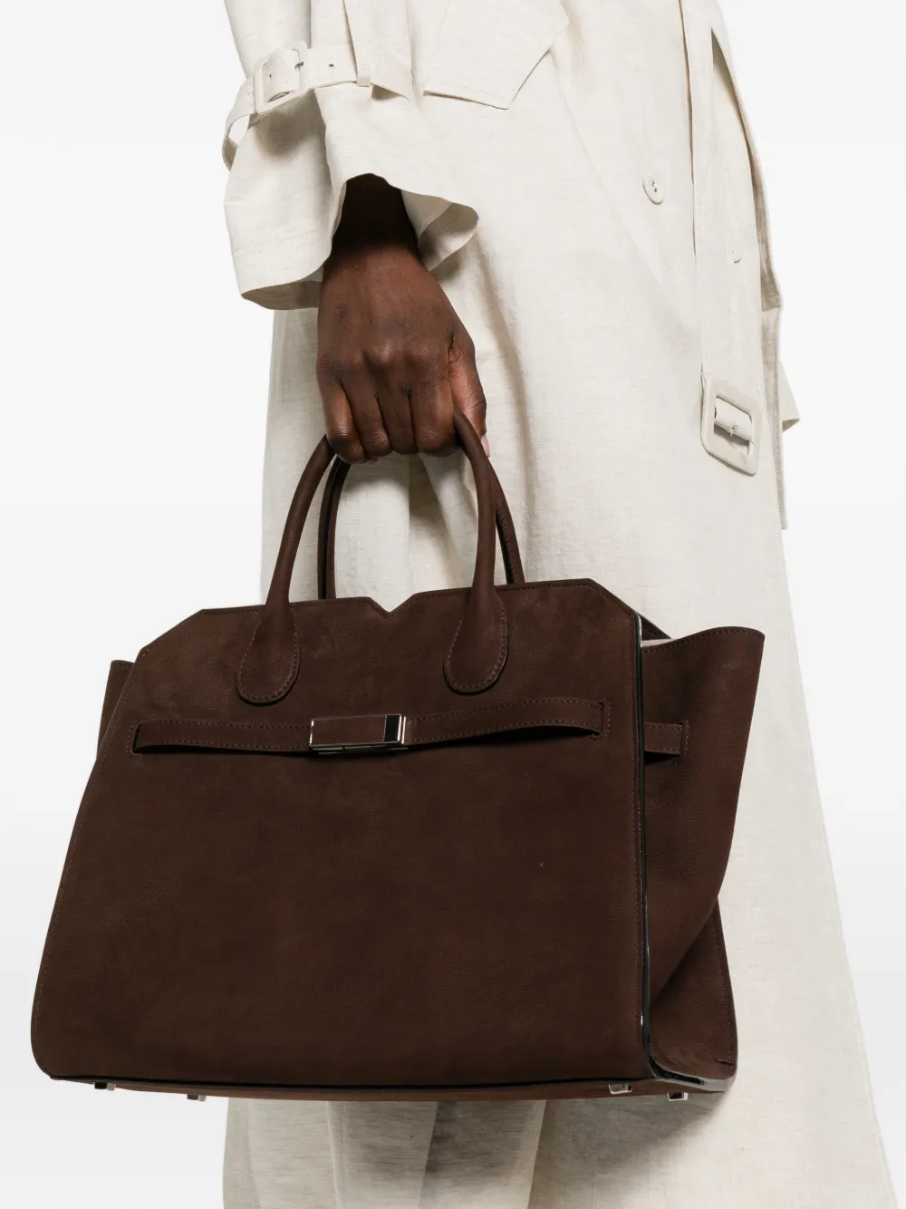 Valextra Milano shopper met handvat Bruin
