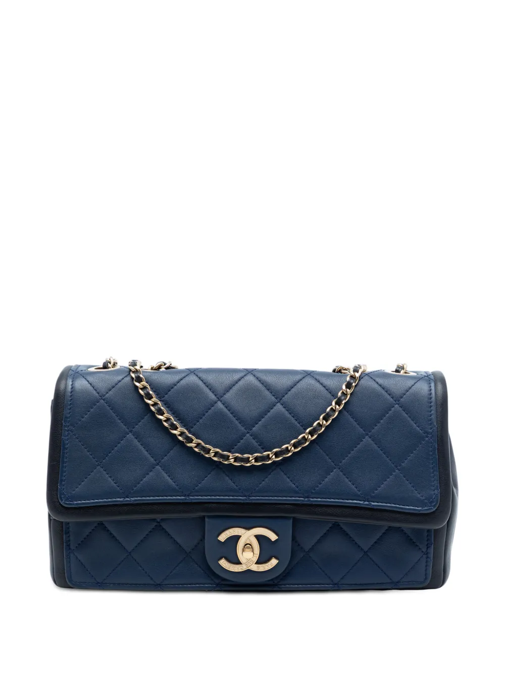 CHANEL Pre-Owned 2014 Medium Bicolor Calfskin Graphic Flap shoulder bag - Blu
