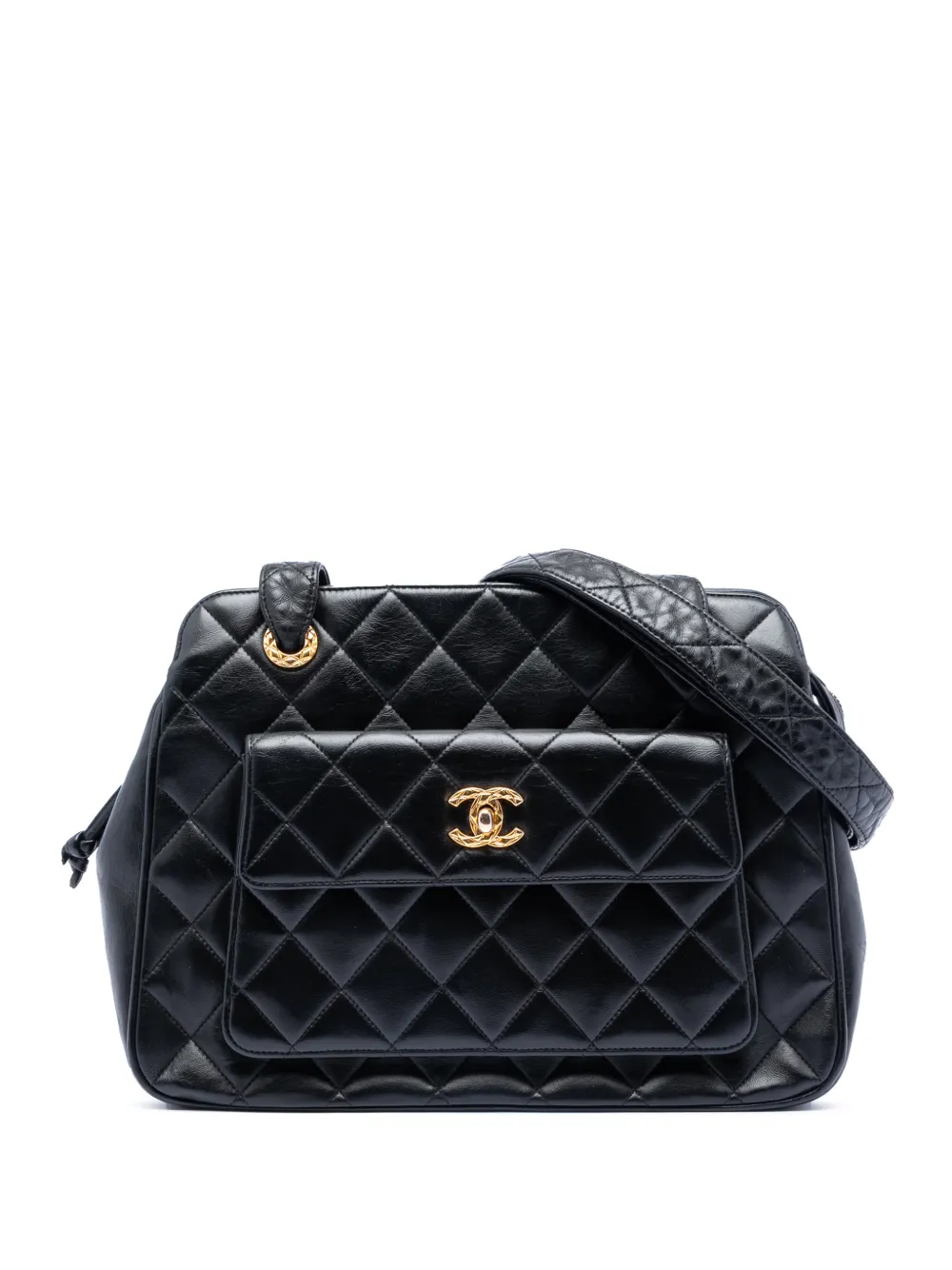 CHANEL Pre-Owned 1991-1994 CC Quilted Lambskin Front Pocket crossbody bag - Nero