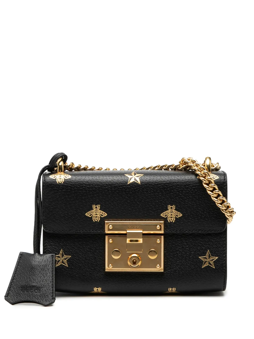 Gucci Pre-Owned 2000-2015 Small Leather Bee Star Padlock crossbody bag - Nero