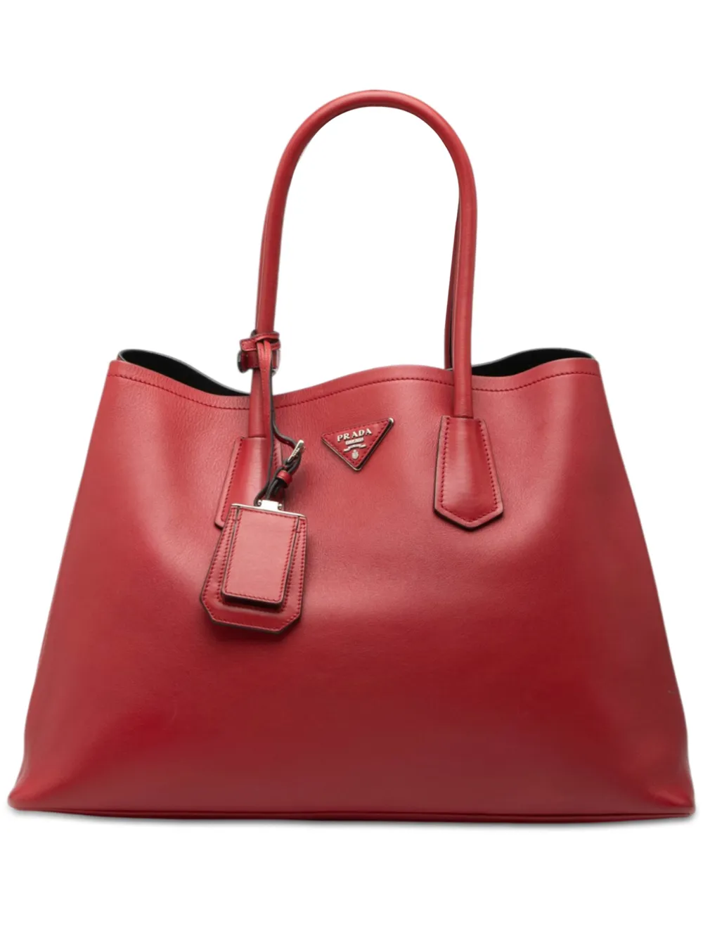 Prada Pre-Owned 2013-2025 Large Saffiano Cuir Double satchel - Rosso