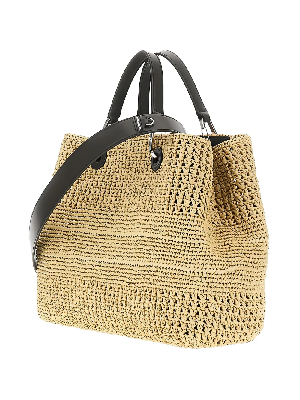 Emporio Armani logo-embroidered woven tote bag - Toni neutri