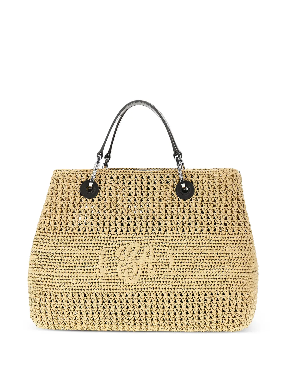 Emporio Armani logo-embroidered woven tote bag - Toni neutri