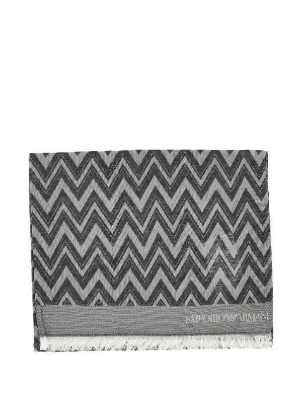 Emporio Armani Chevron-pattern Scarf in Grey