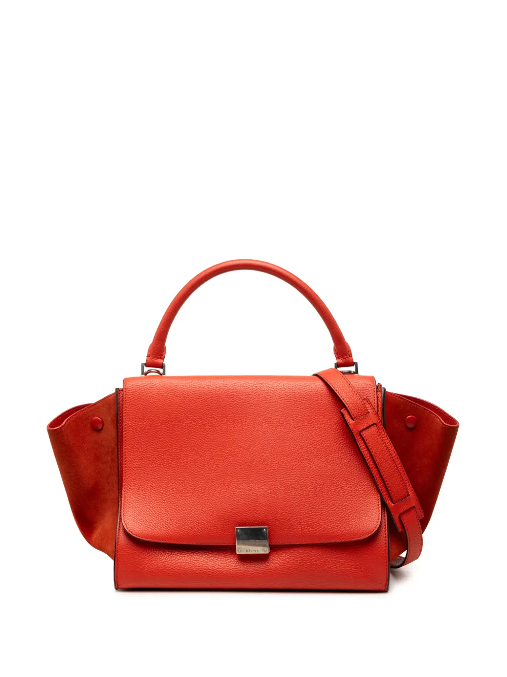 Celine Pre-Owned 2013 Medium Drummed Calfskin and Suede Trapeze satchel - Arancione