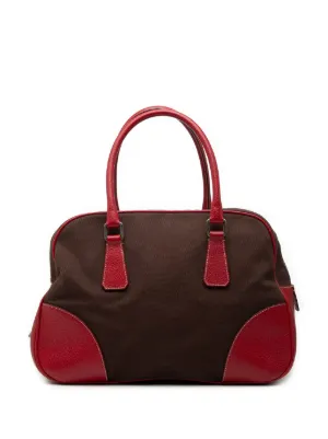Prada Pre-Owned 2010-2025 Large Canapa And Saffiano Double Satchel