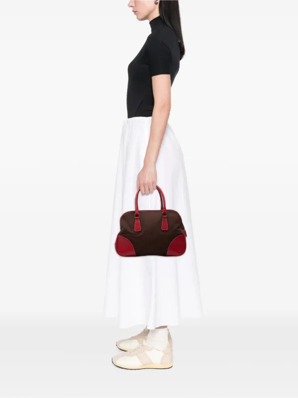 Prada Pre-Owned 2000-2013 Cinghiale Trimmed Canvas Canapa Bauletto