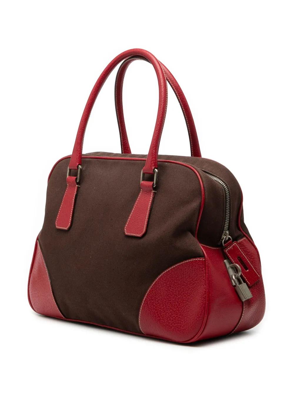 Prada Pre-Owned 2000-2013 Cinghiale Trimmed Canvas Canapa Bauletto