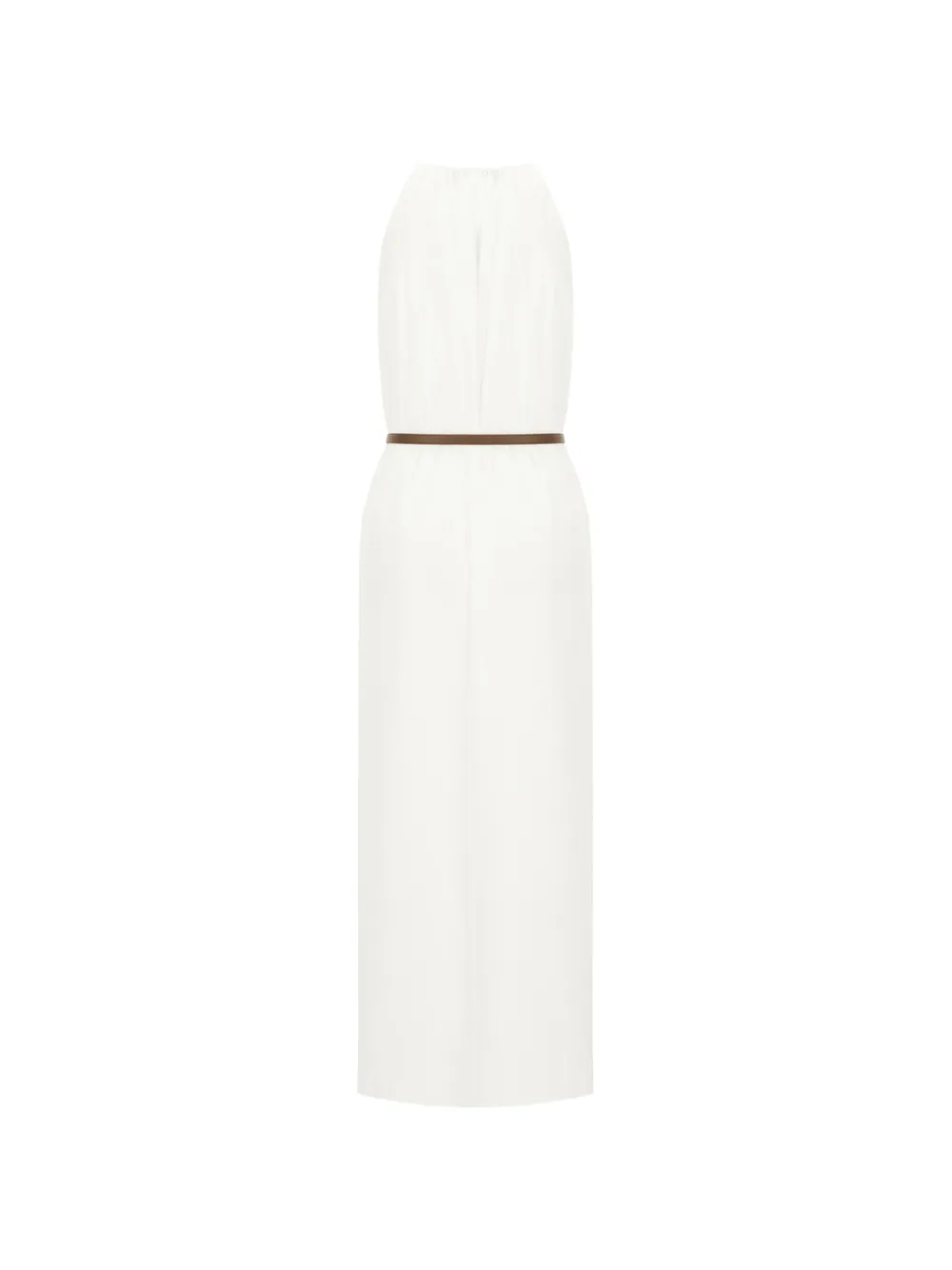 Max Mara Maxi-halterjurk met ceintuur Wit