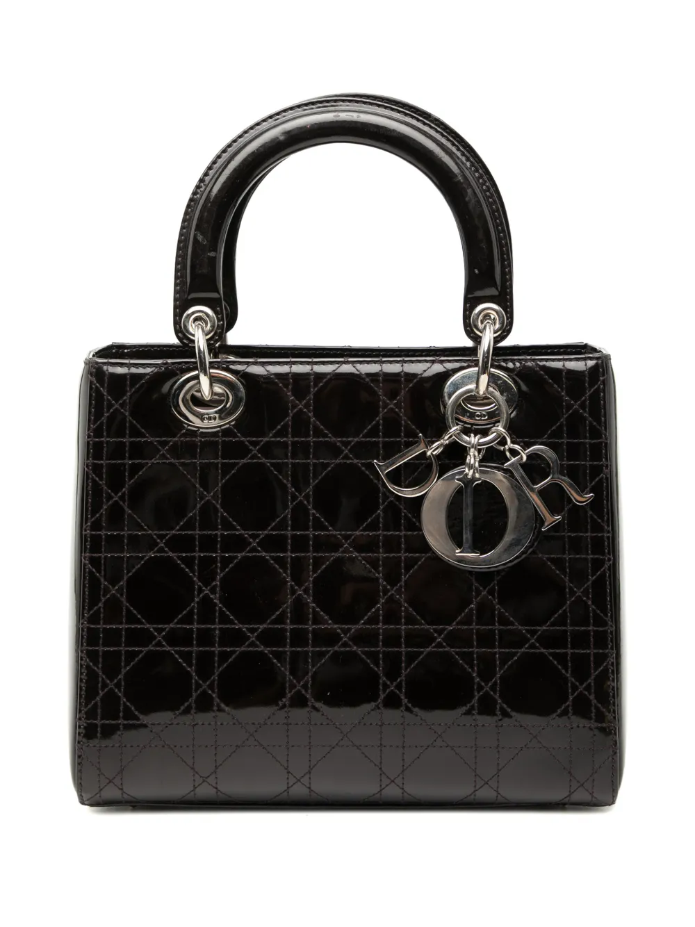 Christian Dior Pre-Owned 2008 Medium Patent Cannage Stitched Lady Dior satchel - Purple