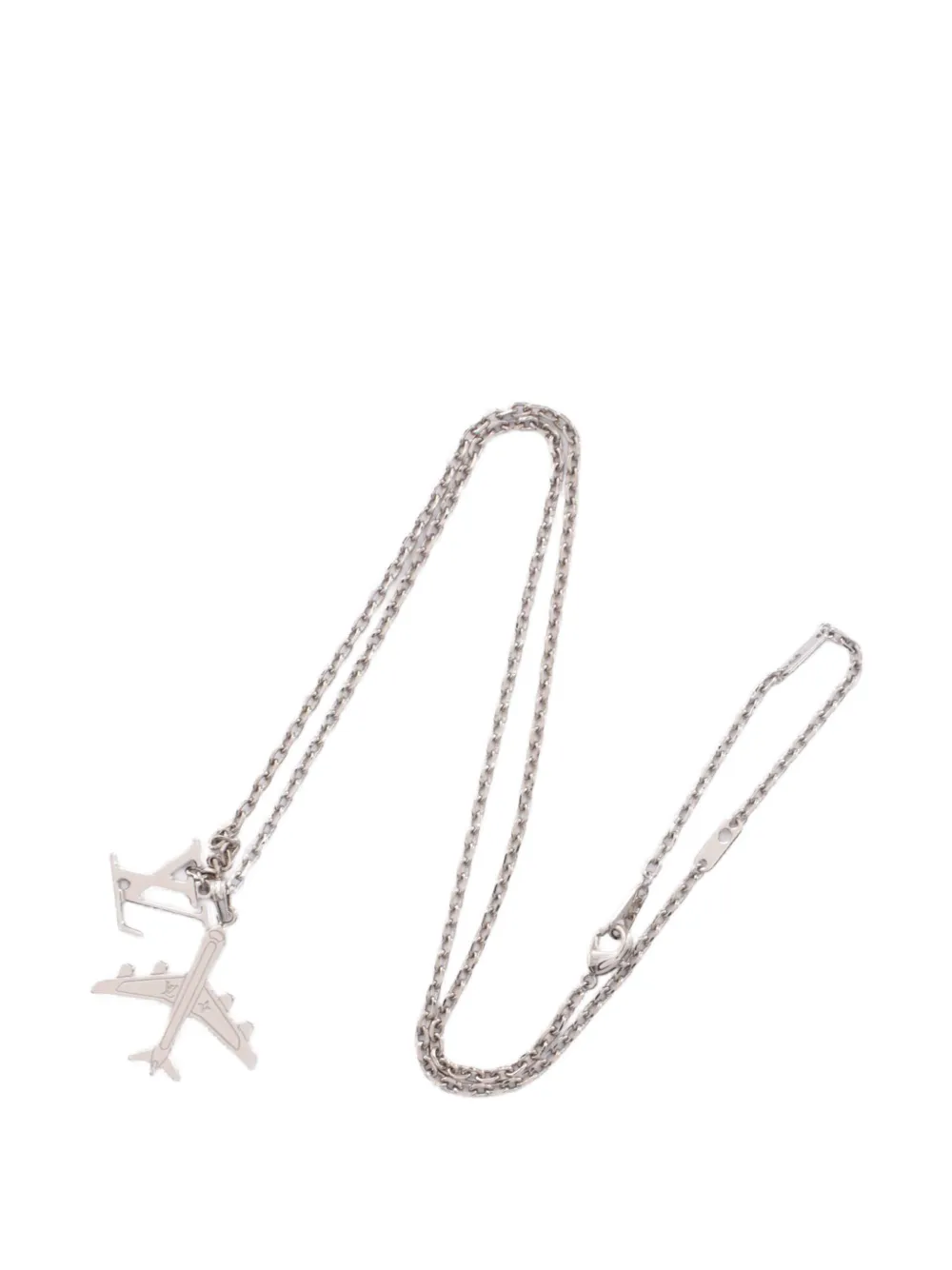 Louis Vuitton Pre-Owned 2021 Stainless Steel LV Plane Pendant Necklace costume necklace - Argento