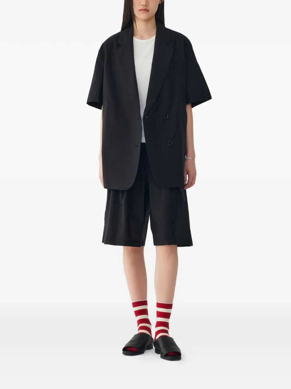 TOMBOY Oversized jack met korte mouwen Zwart