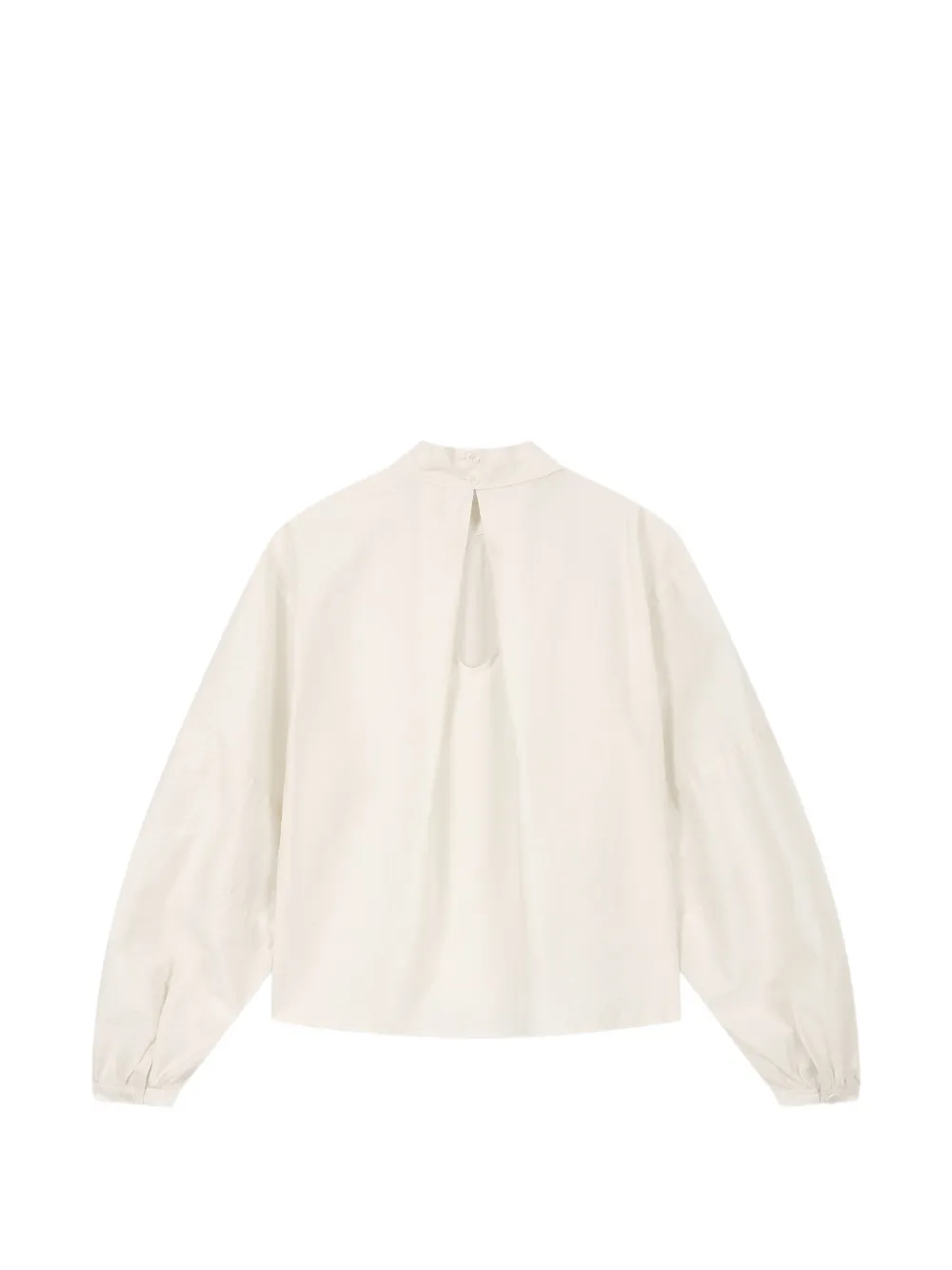  Tomboy High-neck Long-sleeve Blouse - Neutrals 