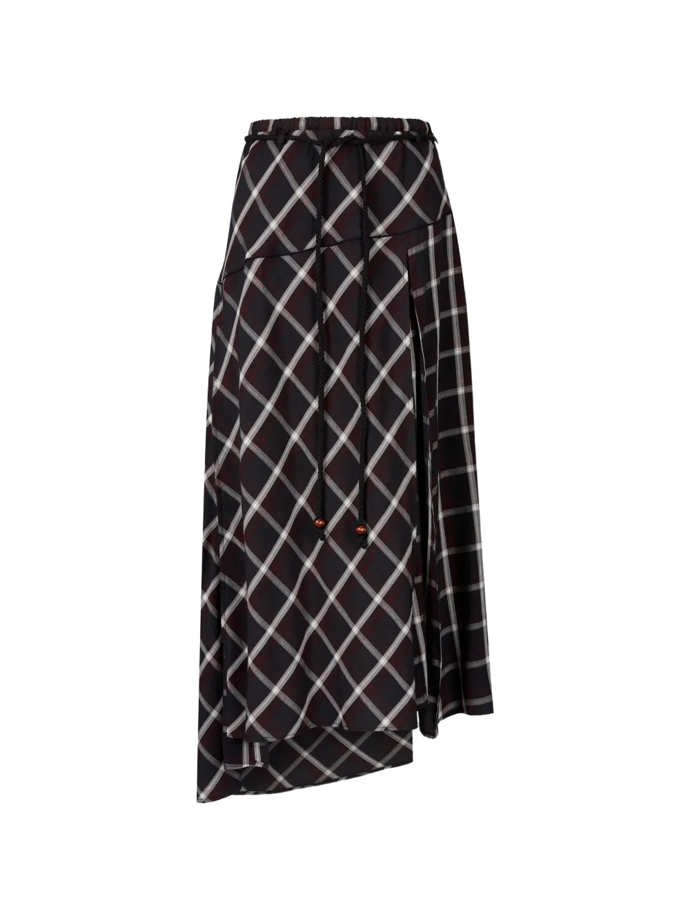TOMBOY Unbalanced check-pattern maxi skirt - Schwarz