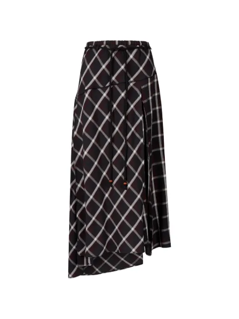 TOMBOY Unbalanced check-pattern maxi skirt