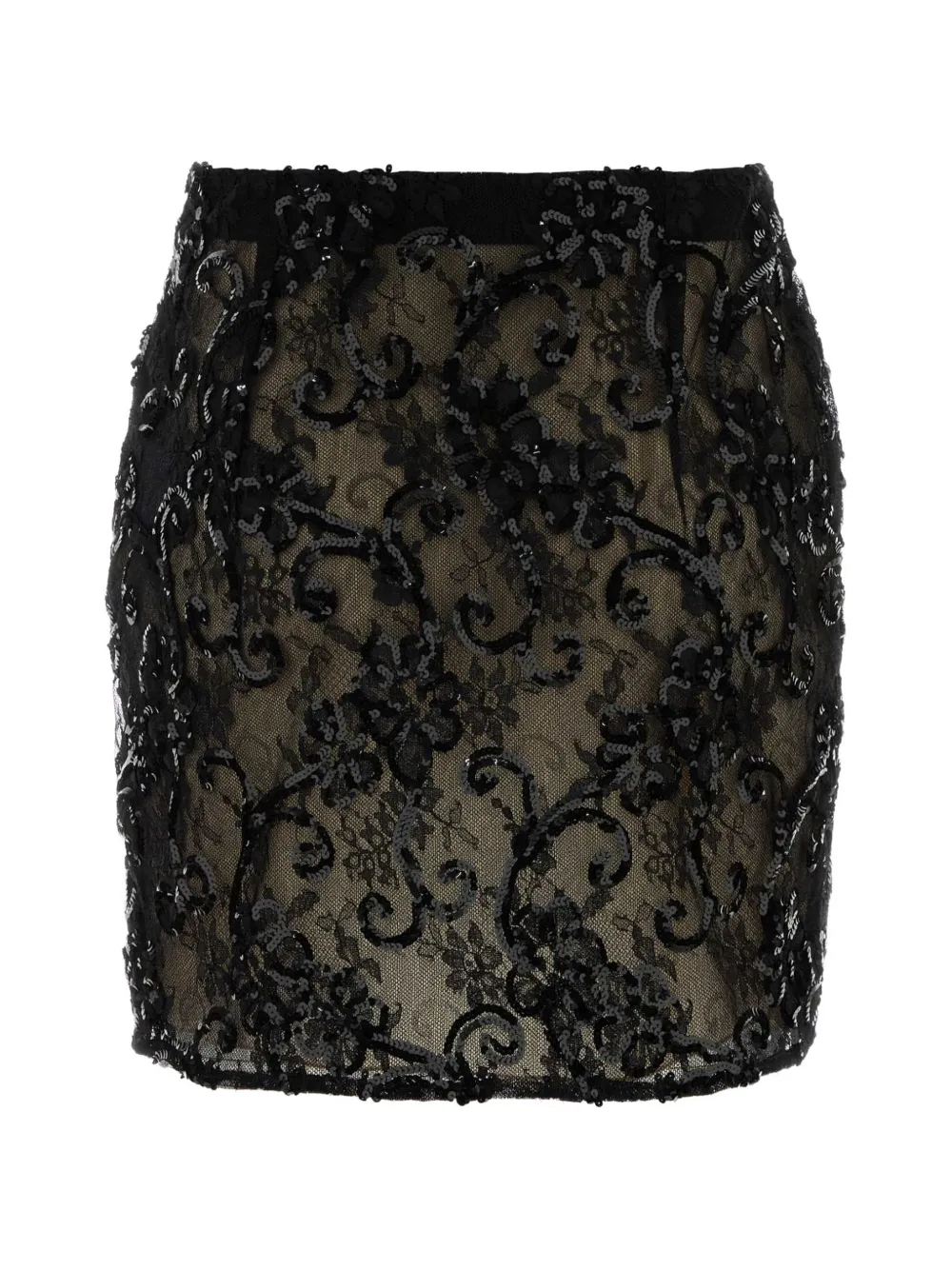  Alessandra Rich Lace Detail Mini Skirt - Black 