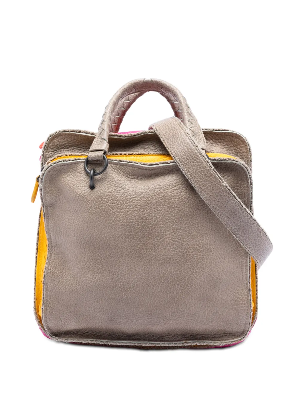 Bottega Veneta Pre-Owned 2012-2026 Multicolor Pebbled Leather Double Zip satchel - Brown