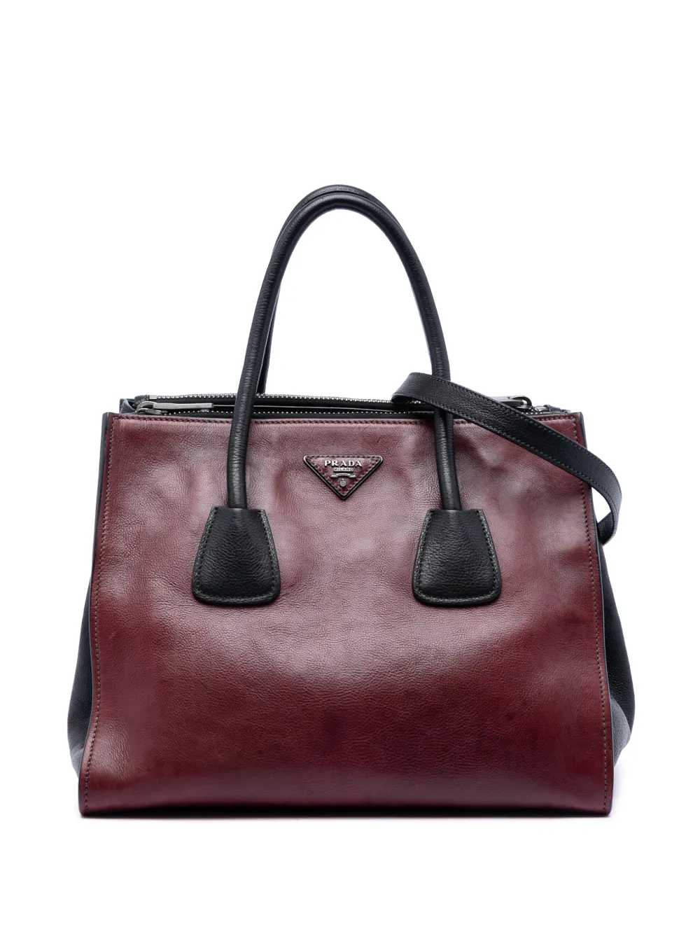 Prada Pre-Owned 2021-2026 Bicolor Glace Calf Twin Pocket Double Handle satchel - Rosso