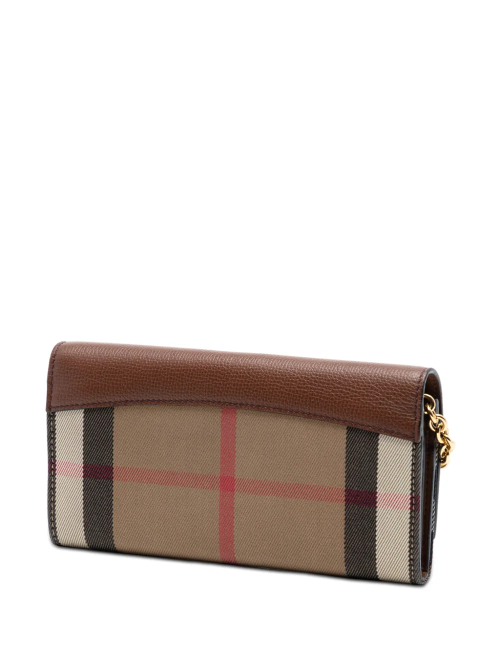  Burberry Pre-owned 2000-2017 House Check Canvas And Leather Henley Wallet On Chain Crossbody Bag - Brown 
