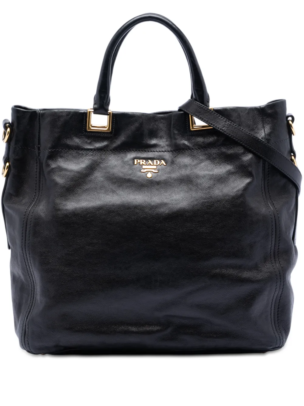 Prada Pre-Owned 2013-2025 Glace Calf Open Convertible Tote satchel - Nero