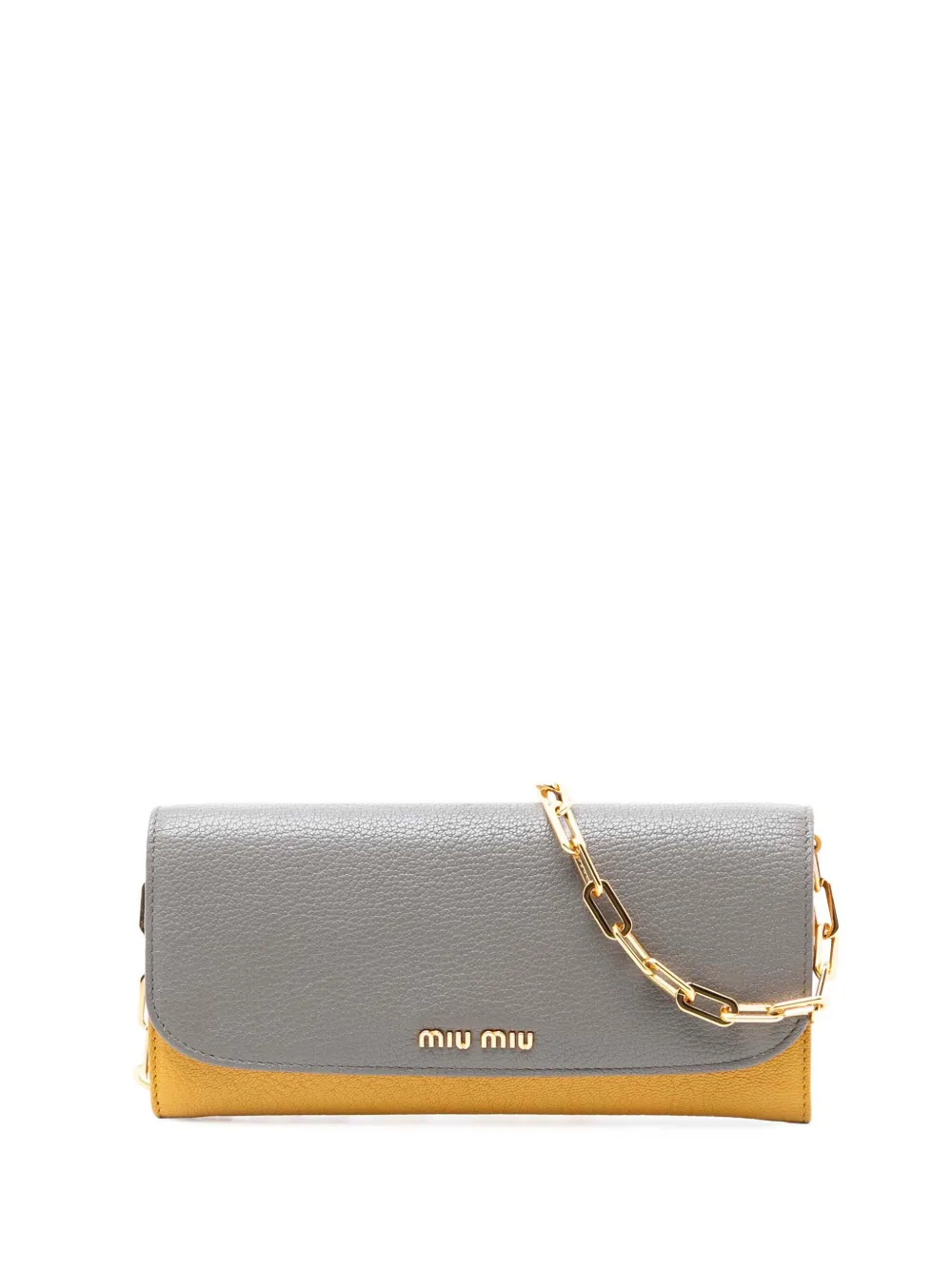 Miu Miu Pre-Owned 2010-2026 Bicolor Goatskin Madras Wallet on Chain crossbody bag - Giallo