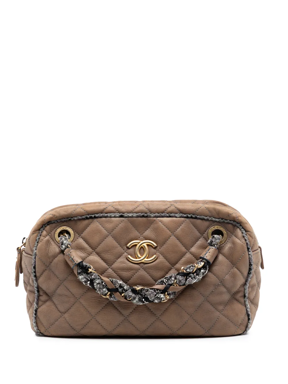 CHANEL Pre-Owned 2010-2011 CC Quilted Iridescent Calfskin Tweed Bowler Bag shoulder bag - Marrone