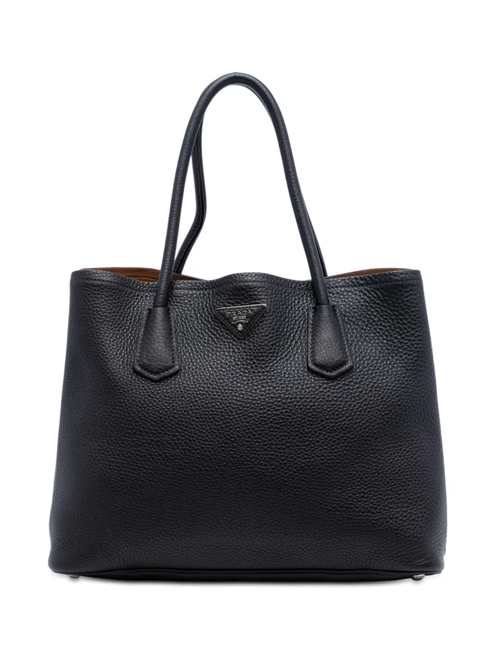 Prada Pre-Owned 2010-2026 Medium Vitello Daino Cuir Double Handle satchel - Nero