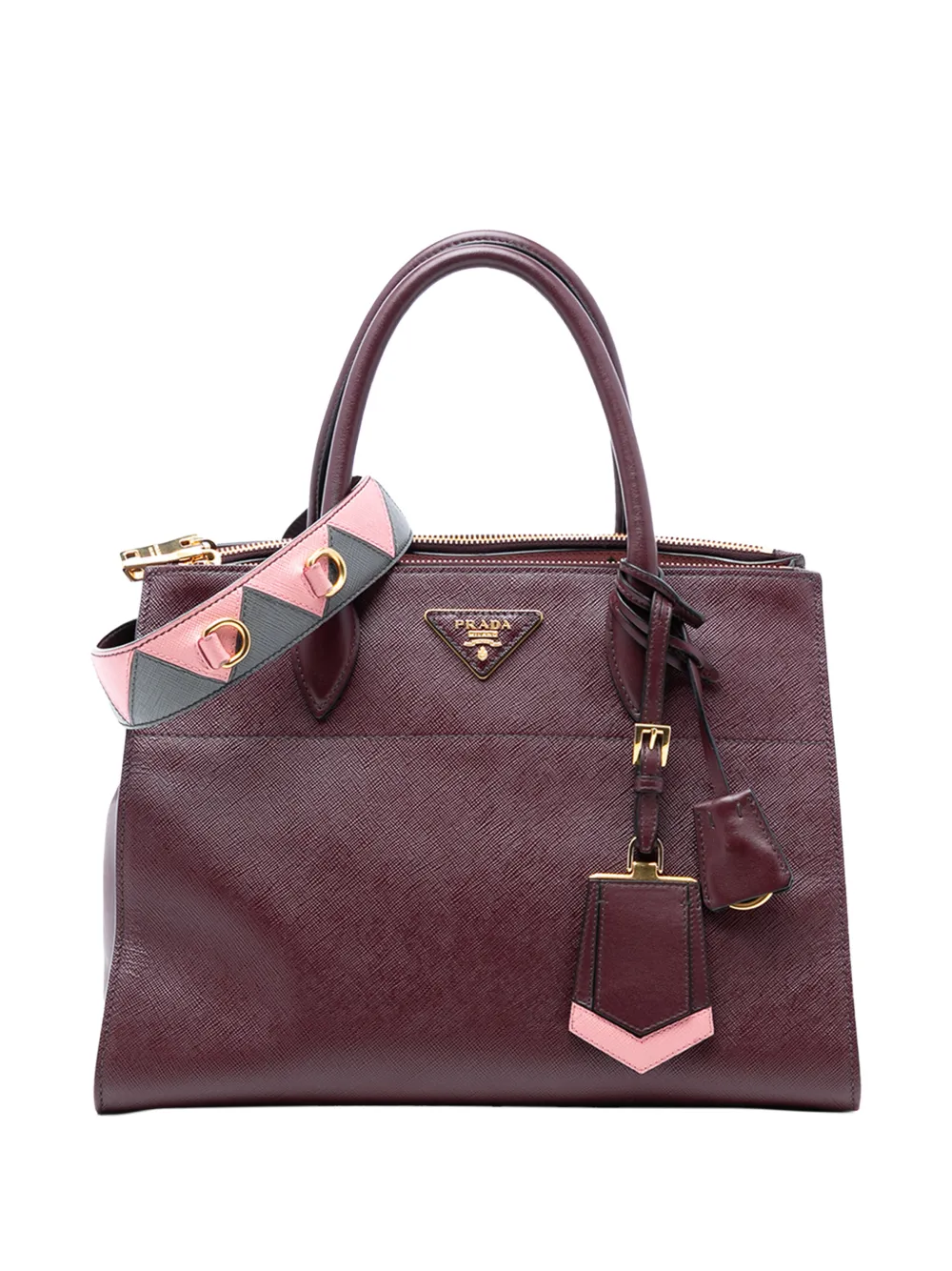 Prada Pre-Owned 2013-2026 Saffiano Greche Paradigme Bag satchel - Rosso