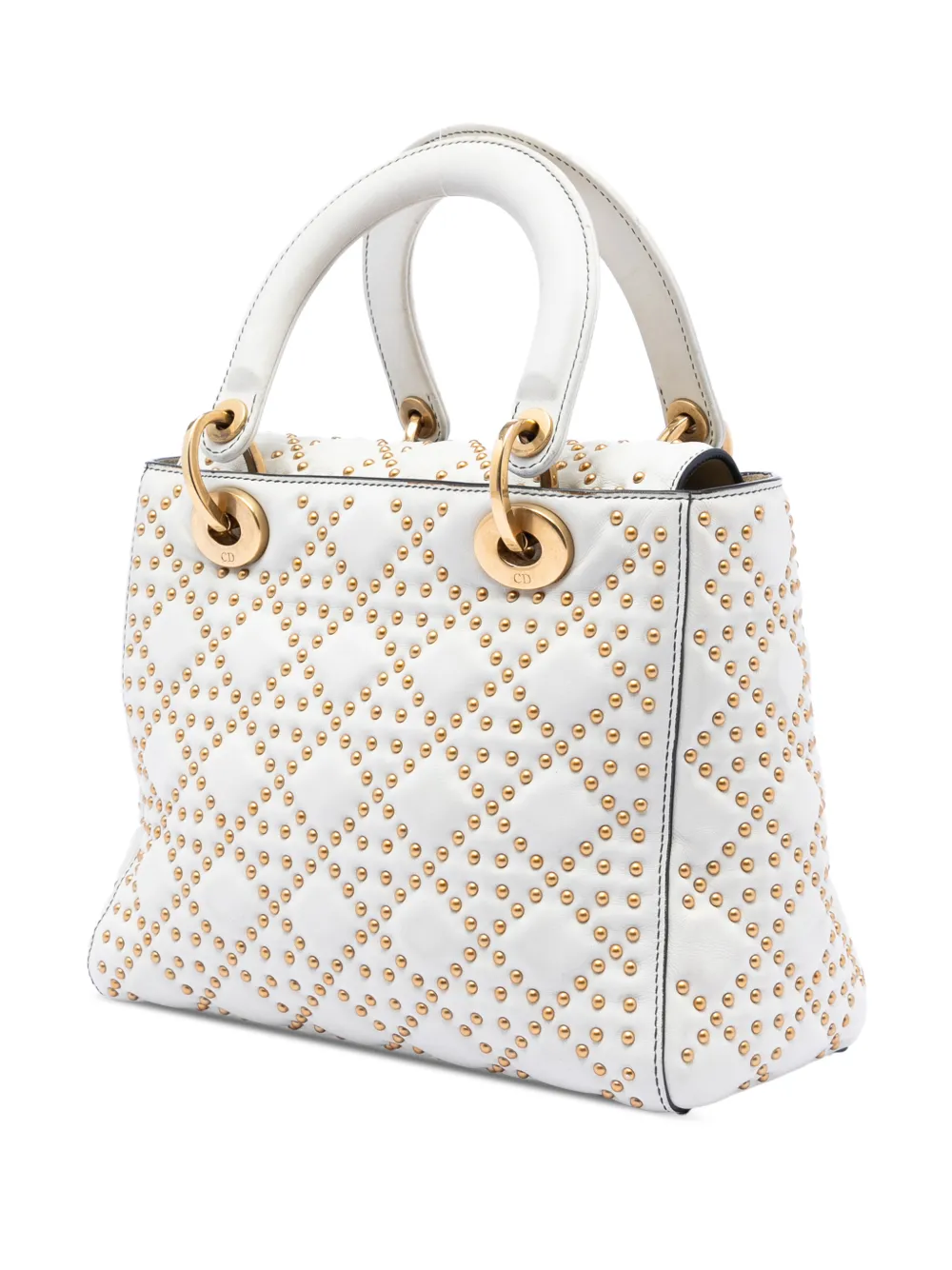 2017 Medium Lambskin Cannage Studded Supple Lady Dior Satchel