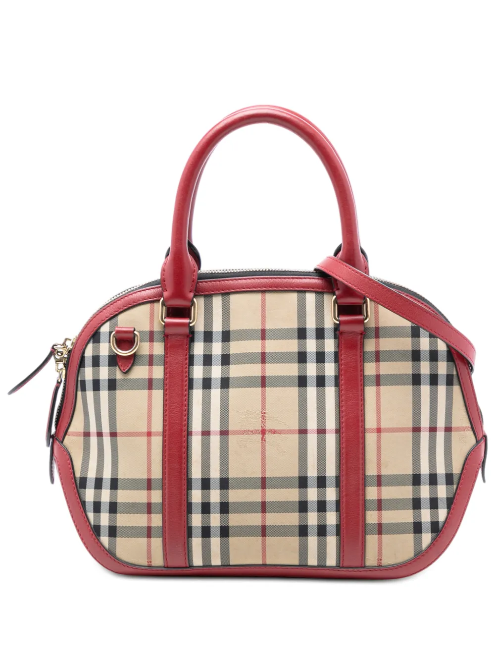 Burberry Pre-Owned 2000-2017 Small Haymarket Check Coated Canvas Orchard Bowling Bag satchel - Braun