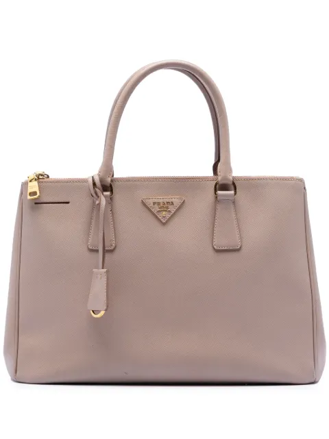 Prada Pre-Owned 2021-2026 라지 사피아노 럭스 갤러리아 더블 지퍼 토트 백