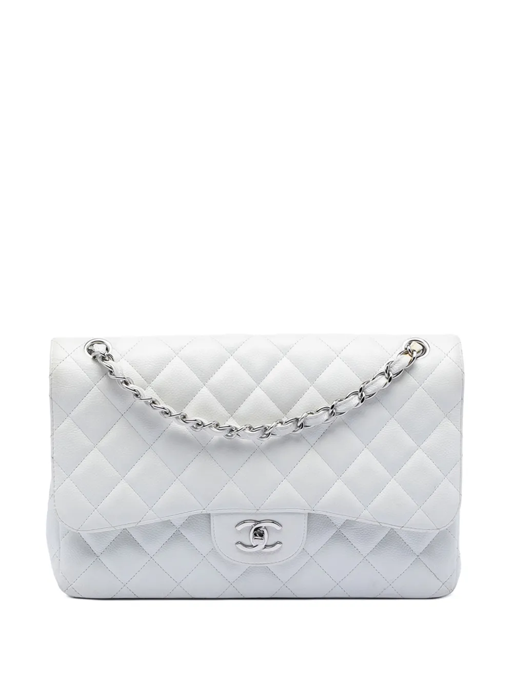 CHANEL Pre-Owned 2010-2011 Jumbo Classic Caviar Double Flap shoulder bag - Bianco