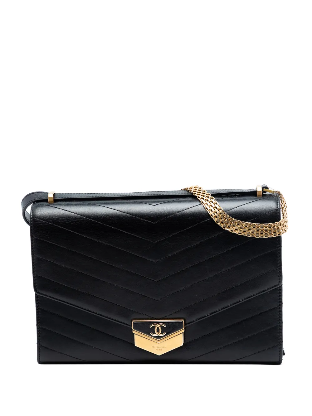 CHANEL Pre-Owned 2018-2019 CC Chevron Calfskin Medal Flap shoulder bag - Nero