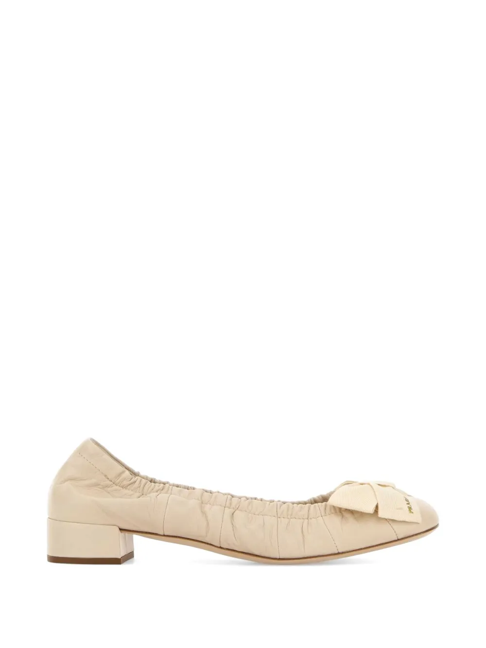 Prada bow detail leather heeled pumps Beige