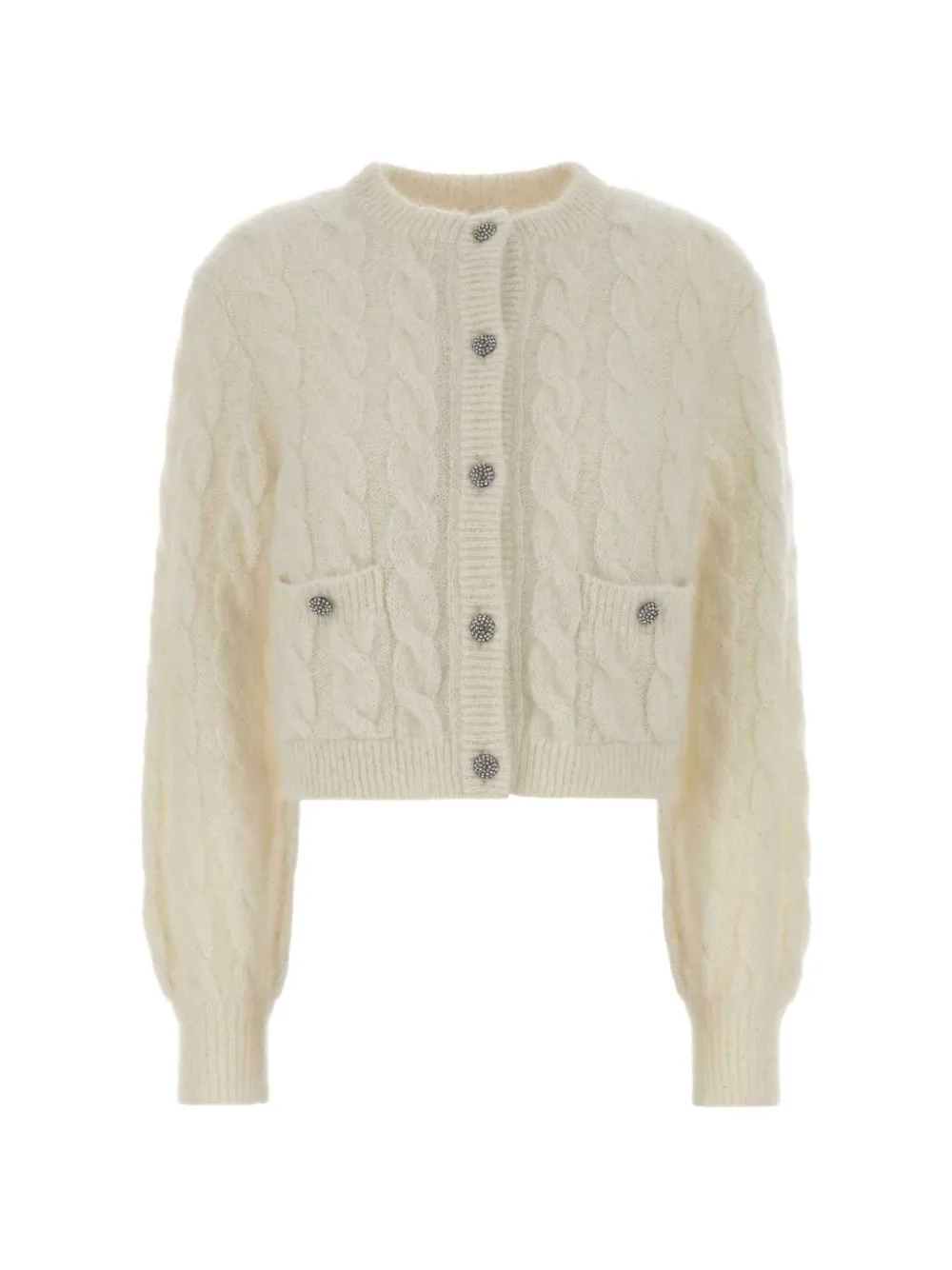 Alessandra Rich cable-knit cardigan - Bianco