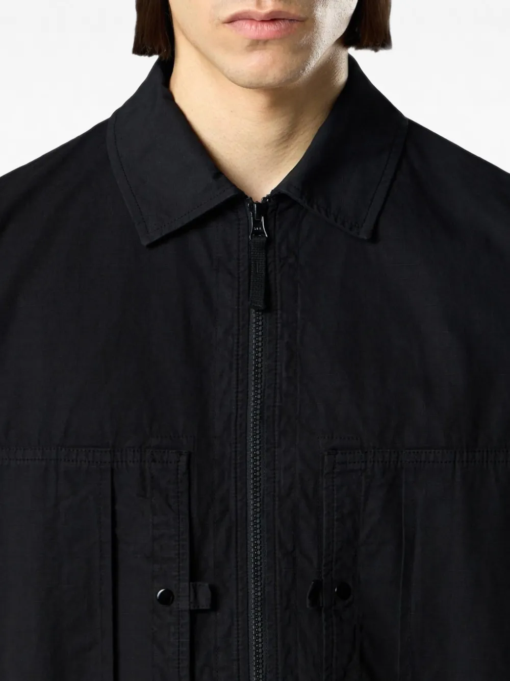 Stone Island Ripstop shirtjack van gemerceriseerd katoen Zwart