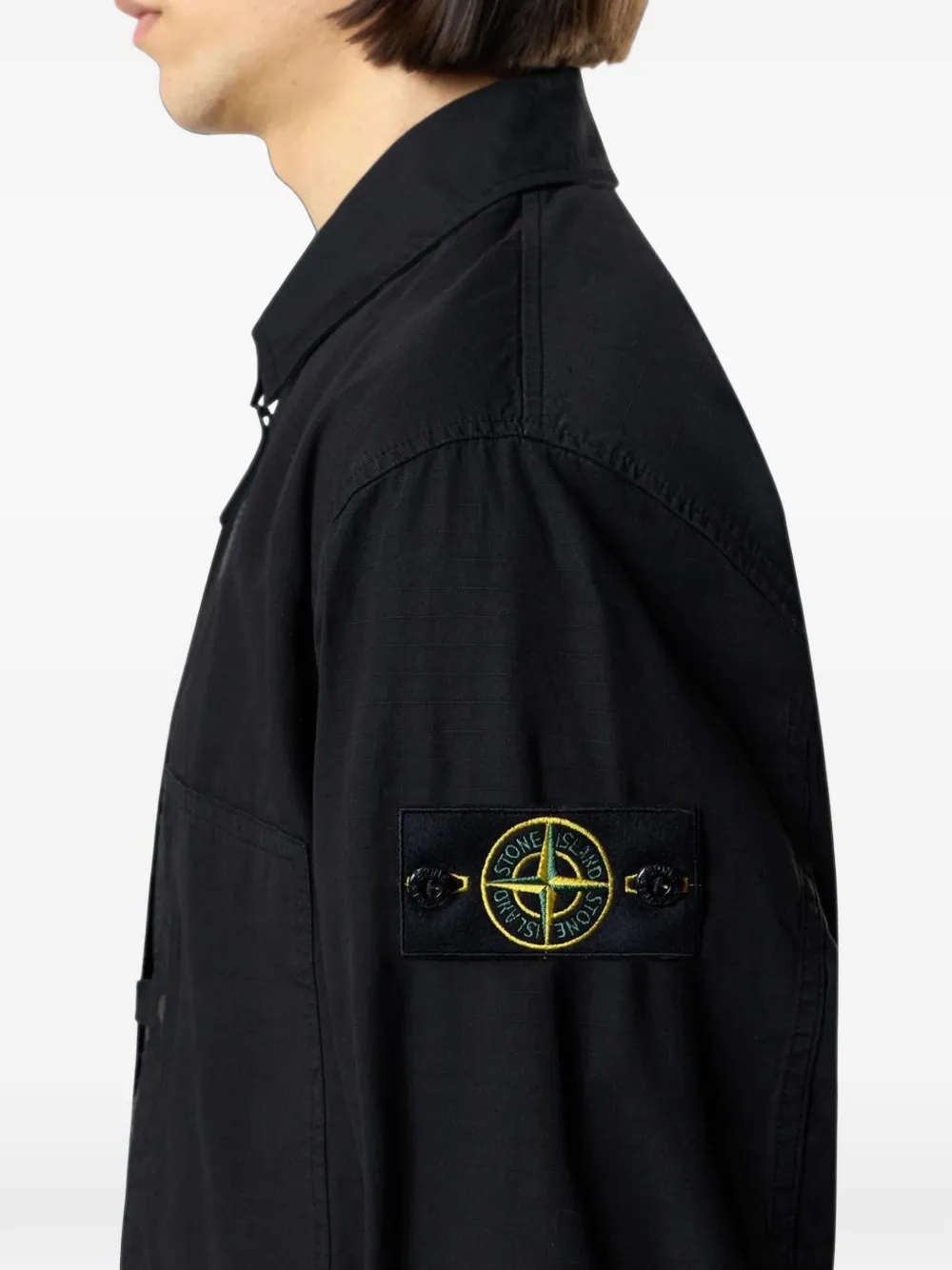 Stone Island Ripstop shirtjack van gemerceriseerd katoen Zwart