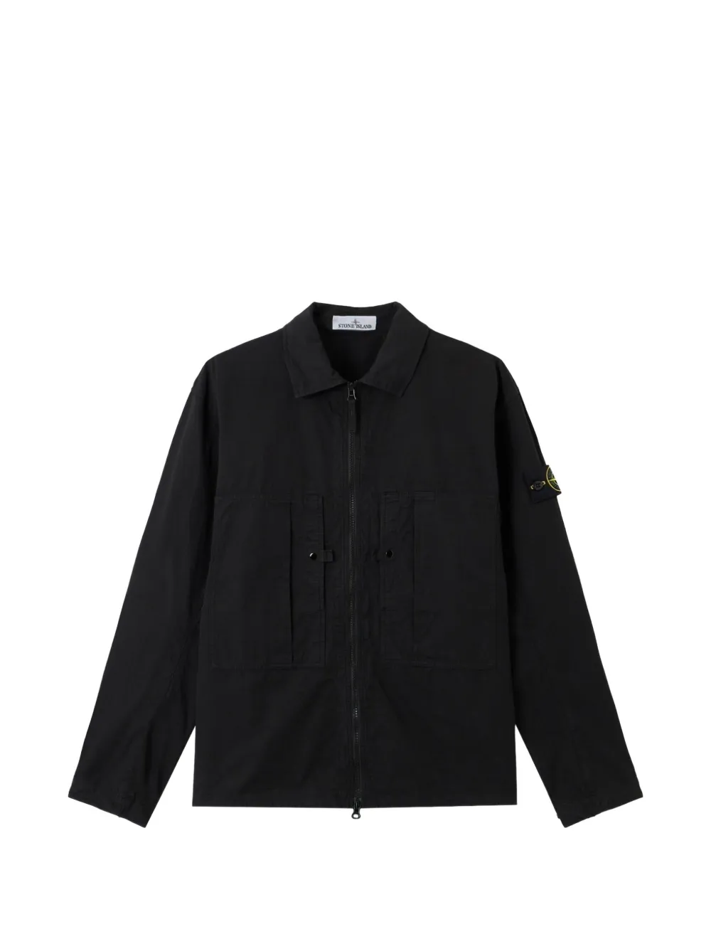 Stone Island Ripstop shirtjack van gemerceriseerd katoen Zwart